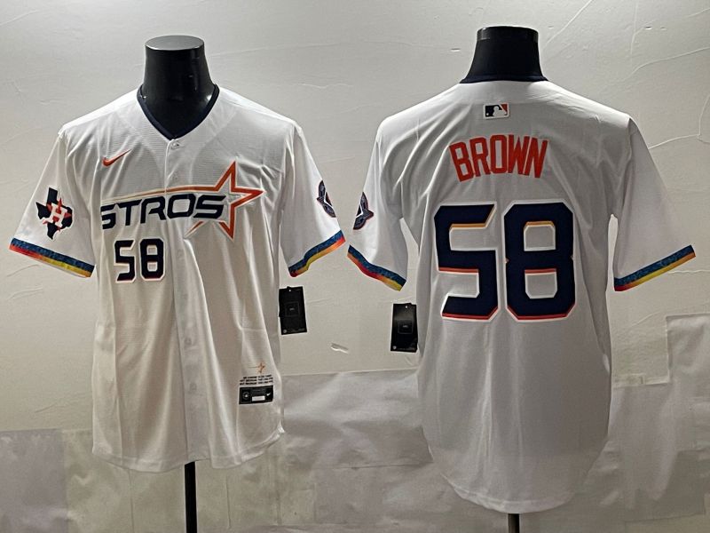 Men Houston Astros 58 Brown White Fourth generation Joint Name 2025 Nike MLB Jersey style 7
